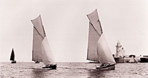 Hera and Aura reaching past the mouth of Howth Harbour in 1898