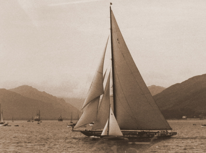 Bernera alongside the King's yacht Britannia on the Holy Loch during a Clyde Fortnight in the early 1930's